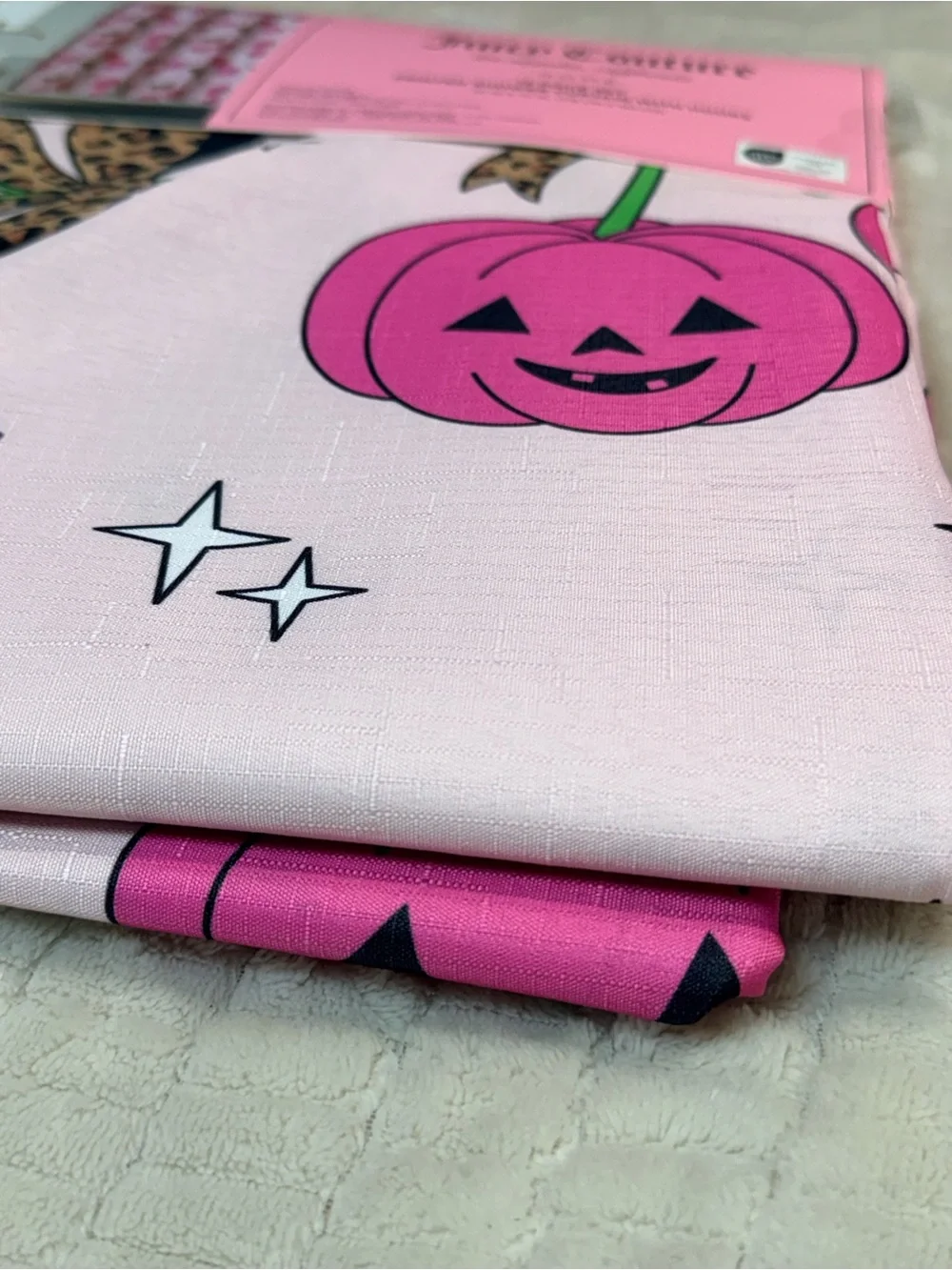 Juicy Couture Pinkoween Pumpkin Leopard Bow Shower Curtain Y2K Halloween NWT
